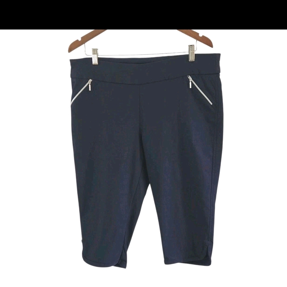 GG Blue Navy Stretch Athletic Golf Performance Capri Pants Zipper Pockets 16